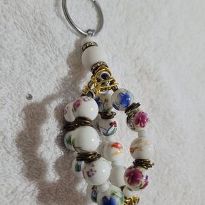 Floral Beaded Keychain